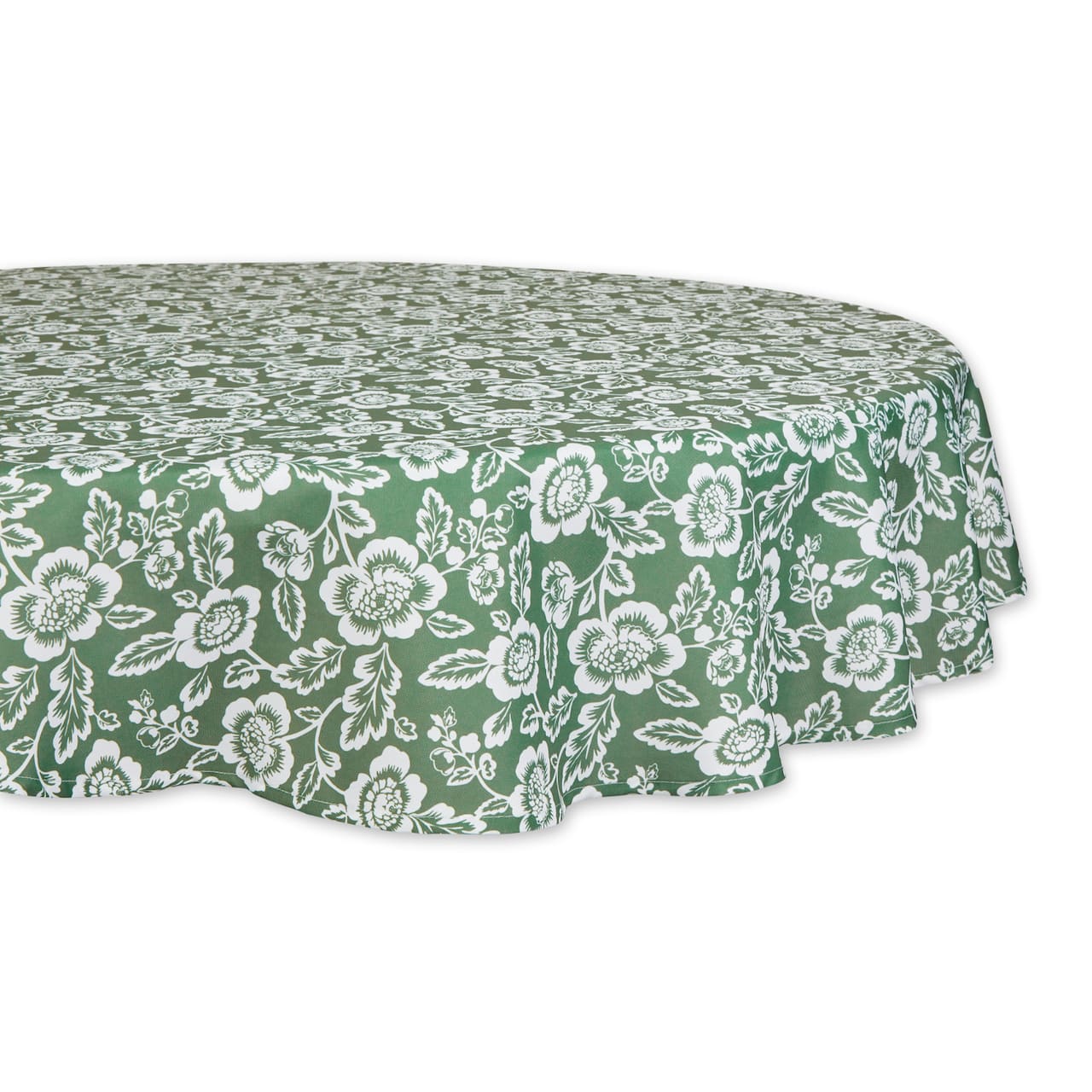Artichoke Green Floral Print Outdoor Tablecloth, 60" Round